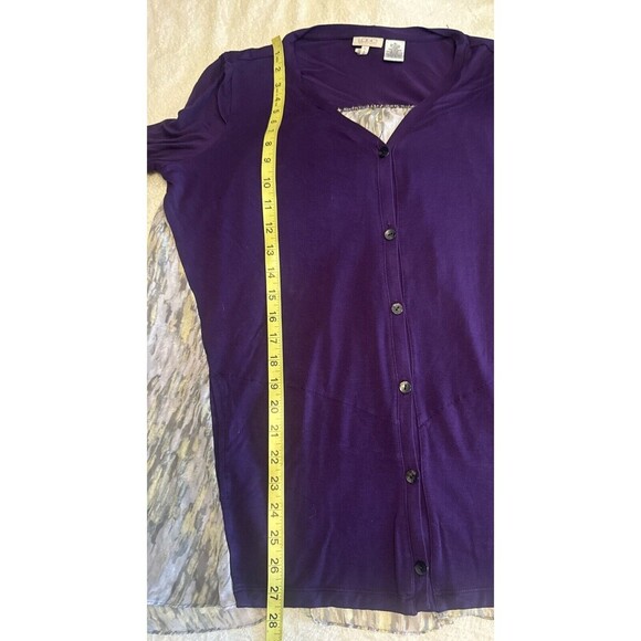 LOGO  Lori Goldstein Women's PURPLE Long Sleeve Button Front Cardigan Sz Large - Picture 8 of 8